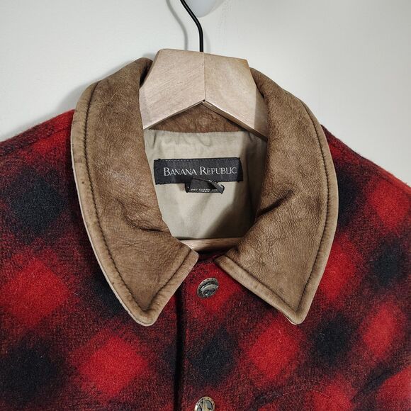 Vtg 90s SMALL Banana Republic Wool Plaid Vest Cabincore Outdoors Preppy Hunting - Picture 3 of 10